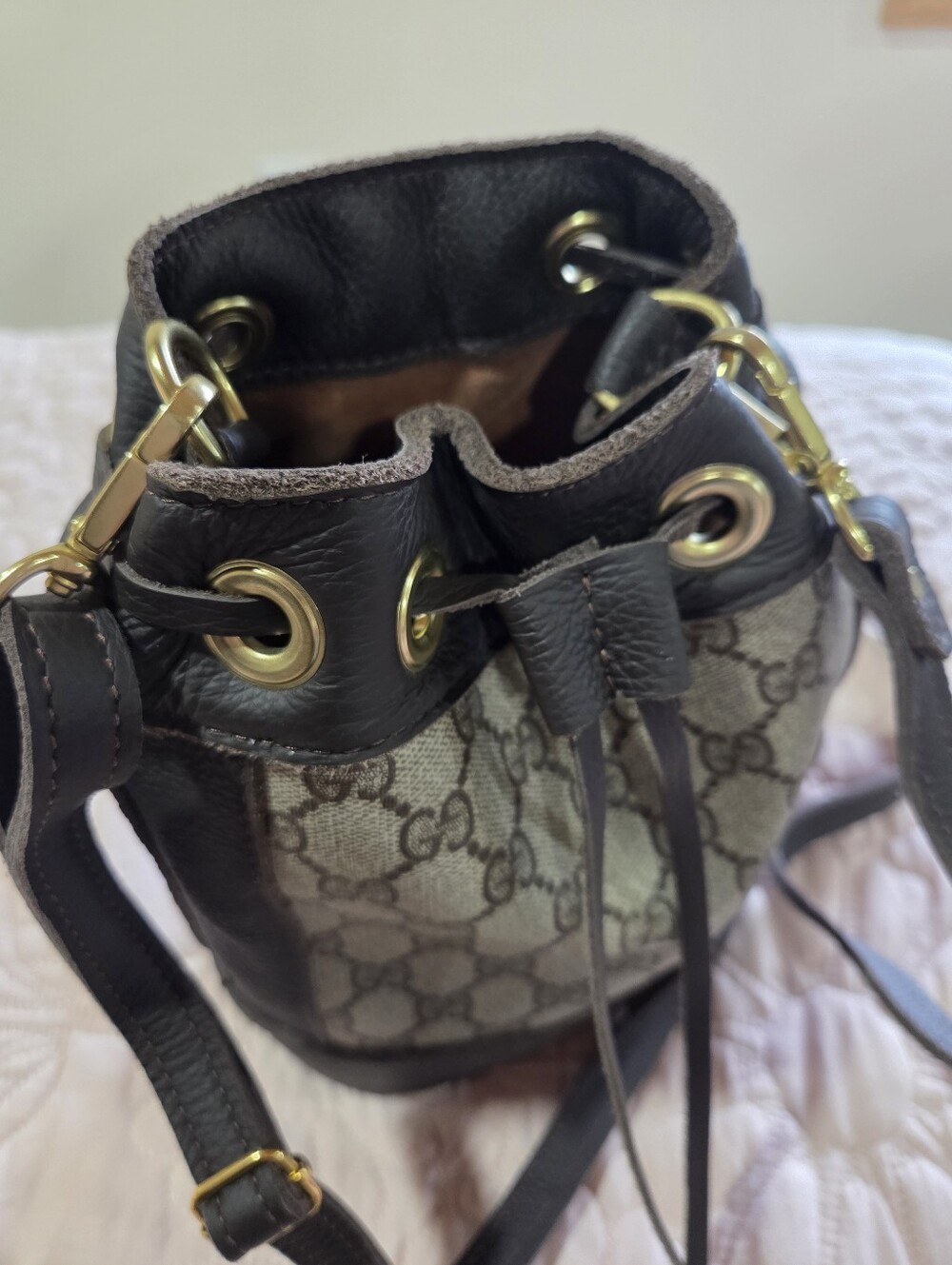Gucci Monogram Mini Bucket Bag Restored By VBB - Picture 7 of 11